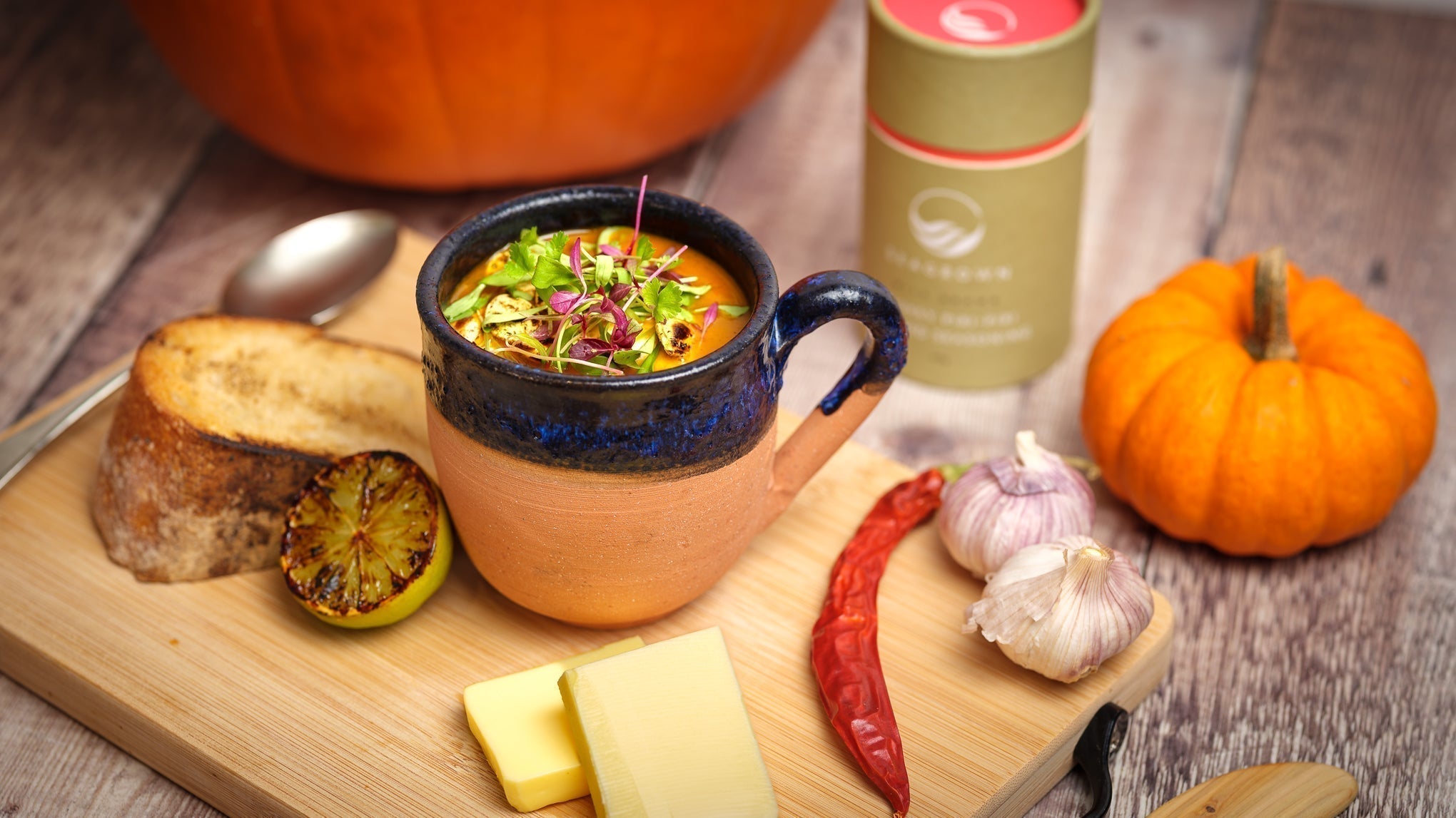 Warming Spiced Pumpkin Soup with Smokey Piri-Piri Seeds